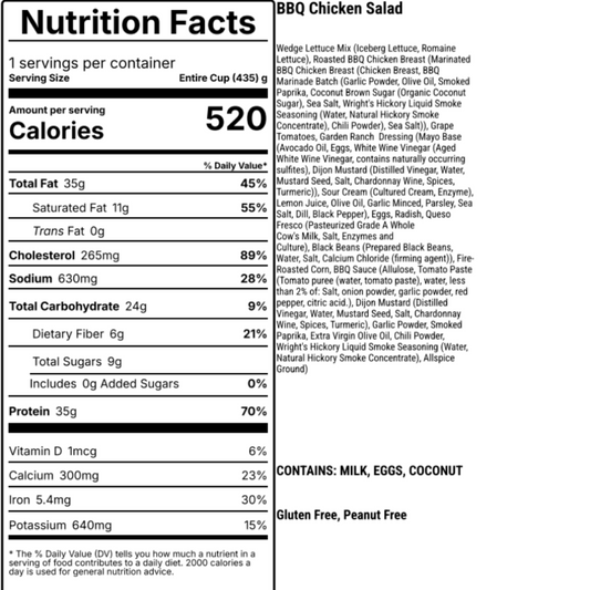 NUTRITION FACTS BBQ CHICKEN RANCH SALAD