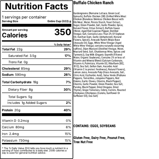nutrition facts for buffalo chicken ranch salad