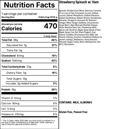 nutrition facts strawberry spinach salad with ham