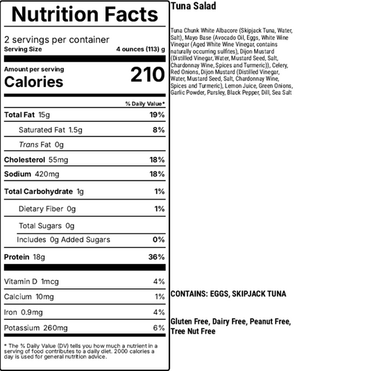 Nutrition info for tuna salad