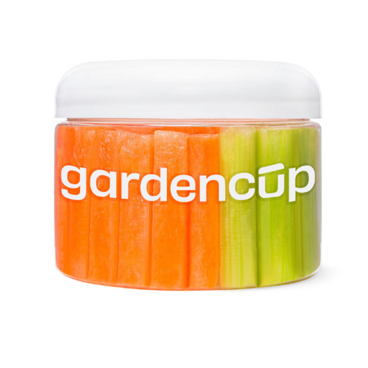 carrots and celery at Gardencup with hummus ready to eat
