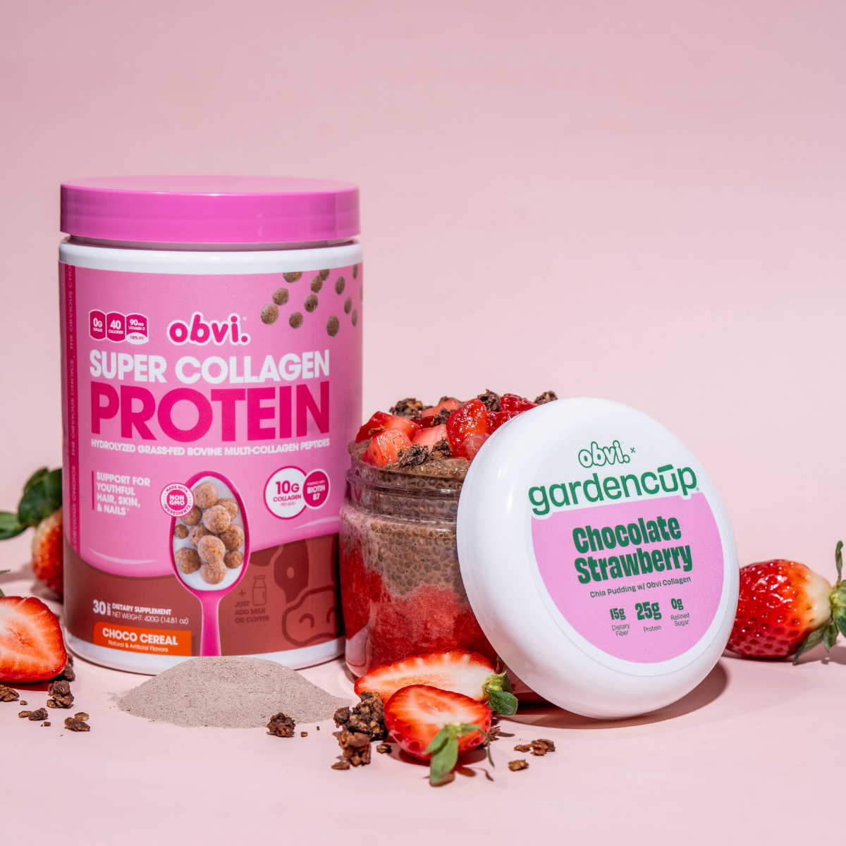 Chocolate Strawberry Chia Pudding w/ Obvi™ Collagen