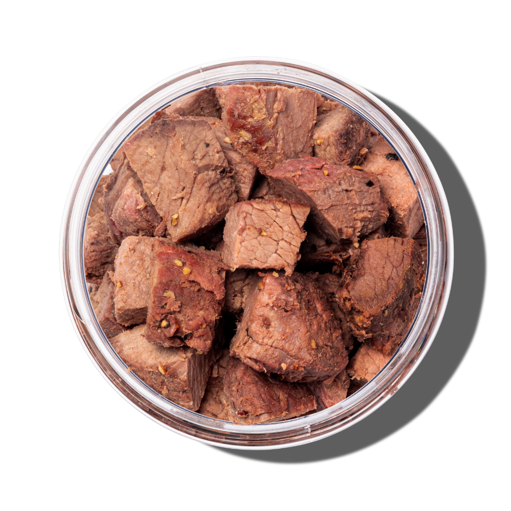 Steak bites in cup