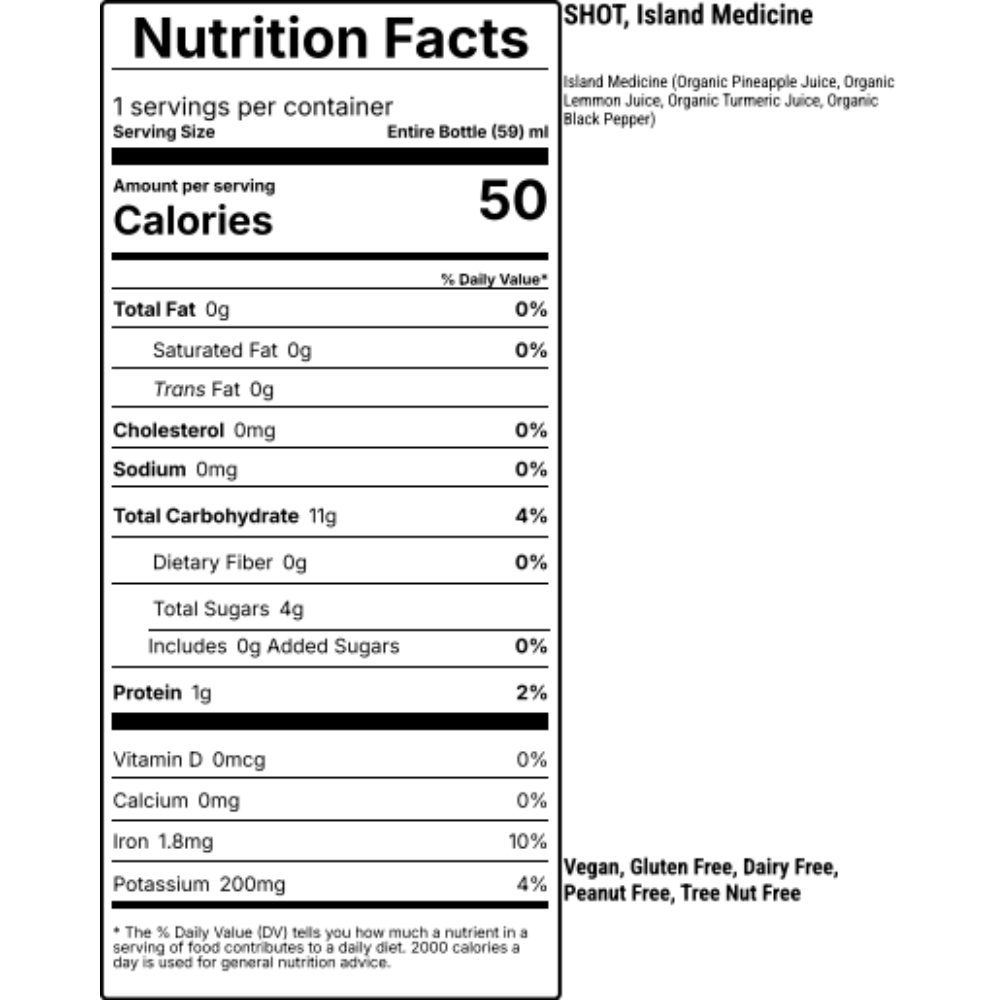 ISLAND MEDICINE NUTRITION FACTS 