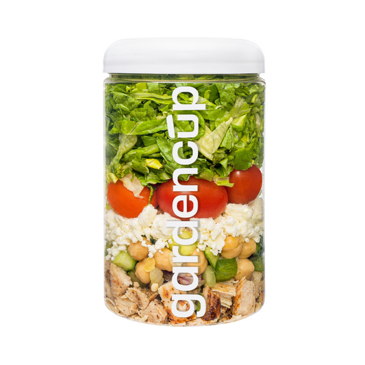 Mediterranean salad with grilled chicken, fresh ready to eat