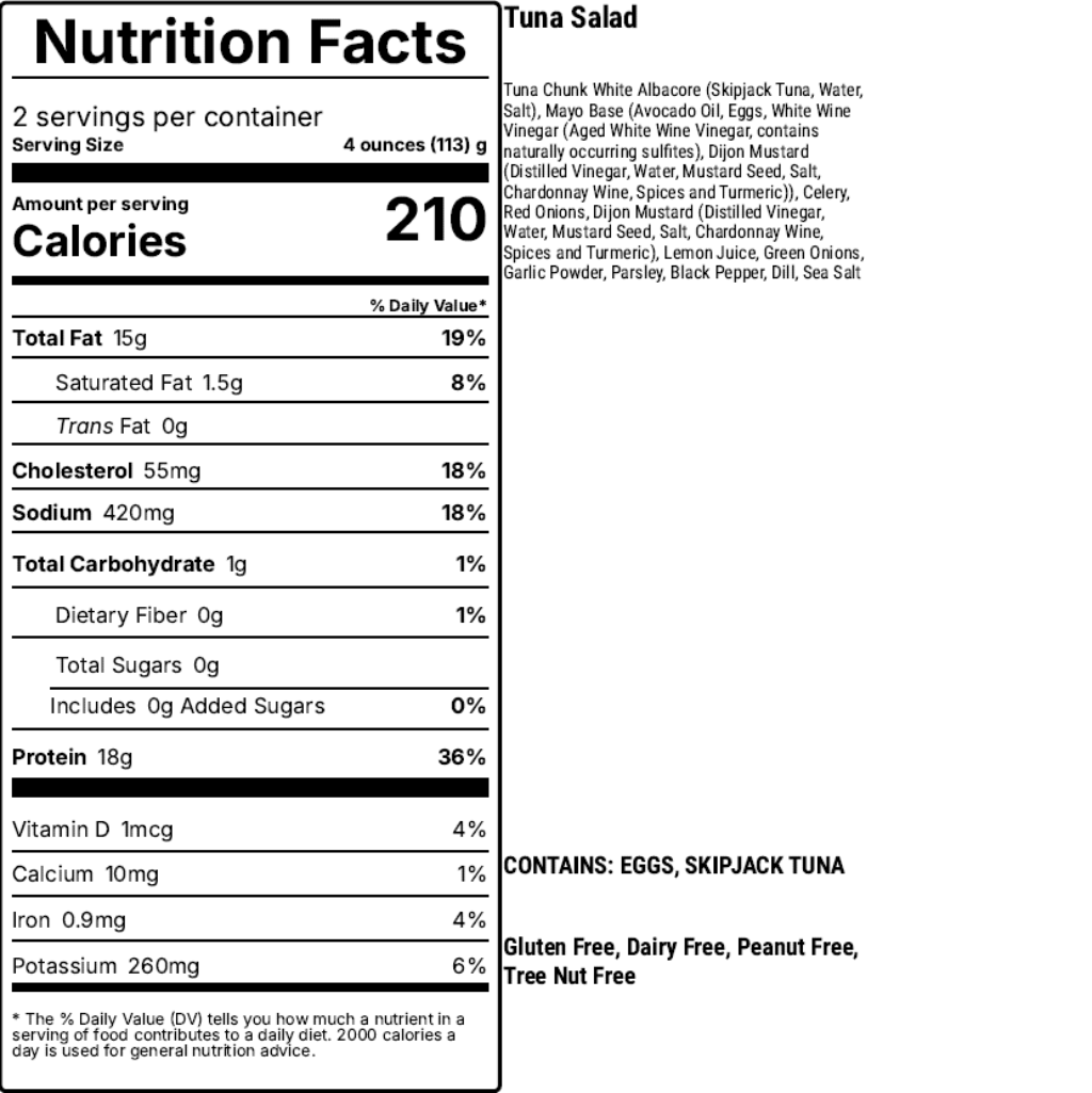 Nutrition info for tuna salad