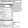 Nutrition facts label for a Pesto Pasta Bowl with Grilled Chicken